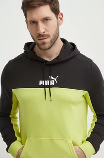 Bluzy męskie - Puma bluza męska kolor zielony z kapturem wzorzysta 847428 - grafika 1