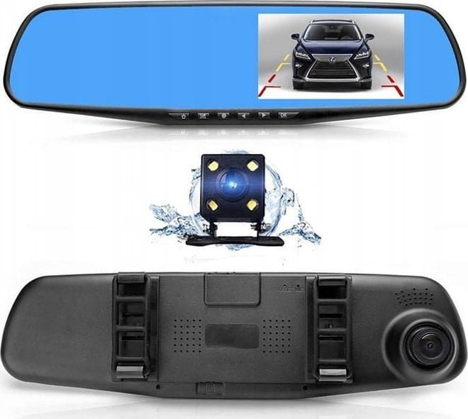 1TECH Wideorejestrator kamera REJESTRATOR JAZDY 1080P w lusterku W01 z kamerą cofania 0.2kg