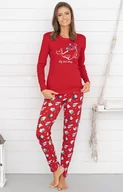 Piżamy damskie - Czerwona świąteczna piżama damska z długim rękawem i długimi nogawkami Kasjana, Kolor czerwony, Rozmiar S, Italian Fashion - Primodo.com - miniaturka - grafika 1