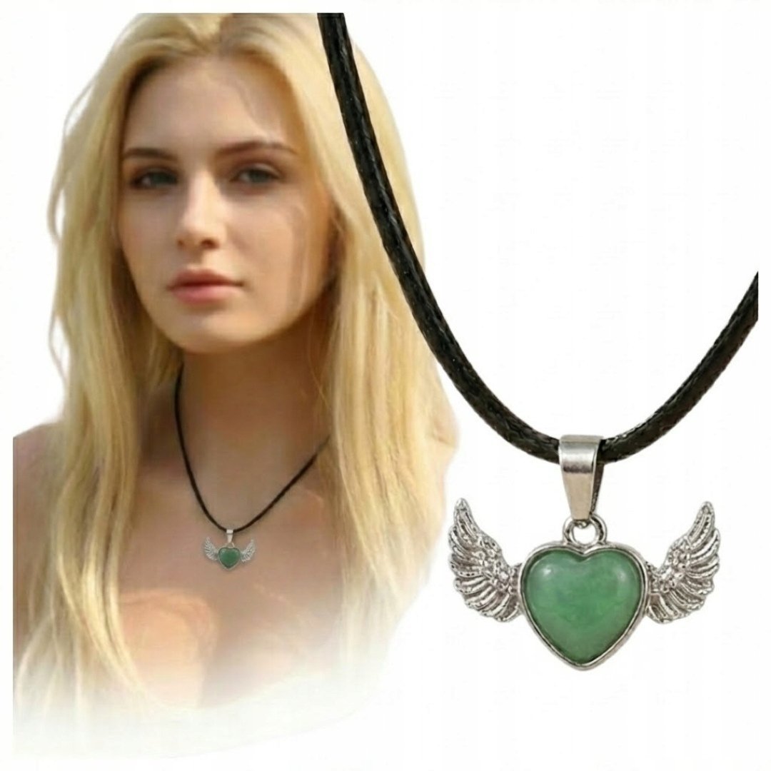 Naszyjnik Serce ze Skrzydłami Green Aventurine Stylowy Dodatek