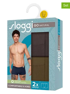 Sloggi Bokserki (2 pary) "Go" w kolorze oliwkowo-brązowym - Majtki męskie - miniaturka - grafika 1