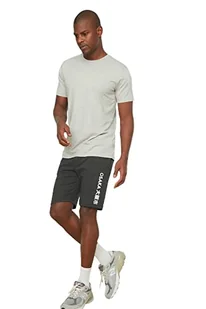 Trendyol Męskie, regularne, 100% bawełna, z nadrukiem, szorty i bermudy casualowe, antracytowe, duże - Spodenki damskie - miniaturka - grafika 1