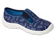 Buty dla chłopców - Kapcie trampki dziecięce chłopięce granatowe na gumki Befado 975X182-28 - miniaturka - grafika 1