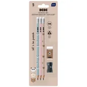 Ołówki - Ołówki grafionowe z gumką i temperówką. 3 sztuki. Miś - miniaturka - grafika 1