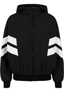Urban Classics Damska kurtka Girls Crinkle Batwing Jacket, kurtka sportowa z rękawami nietoperza dostępna w 3 kolorach, rozmiary 110/116-158/164, biały/czarny, 122/128 cm - Kurtki i płaszcze dla dziewczynek - miniaturka - grafika 1