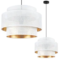Lampy sufitowe - Lampa sufitowa wisząca Asti Trio biała glamour 1xE27 abażur okrągły 45cm biały/złoty siatka Light Home LH - miniaturka - grafika 1