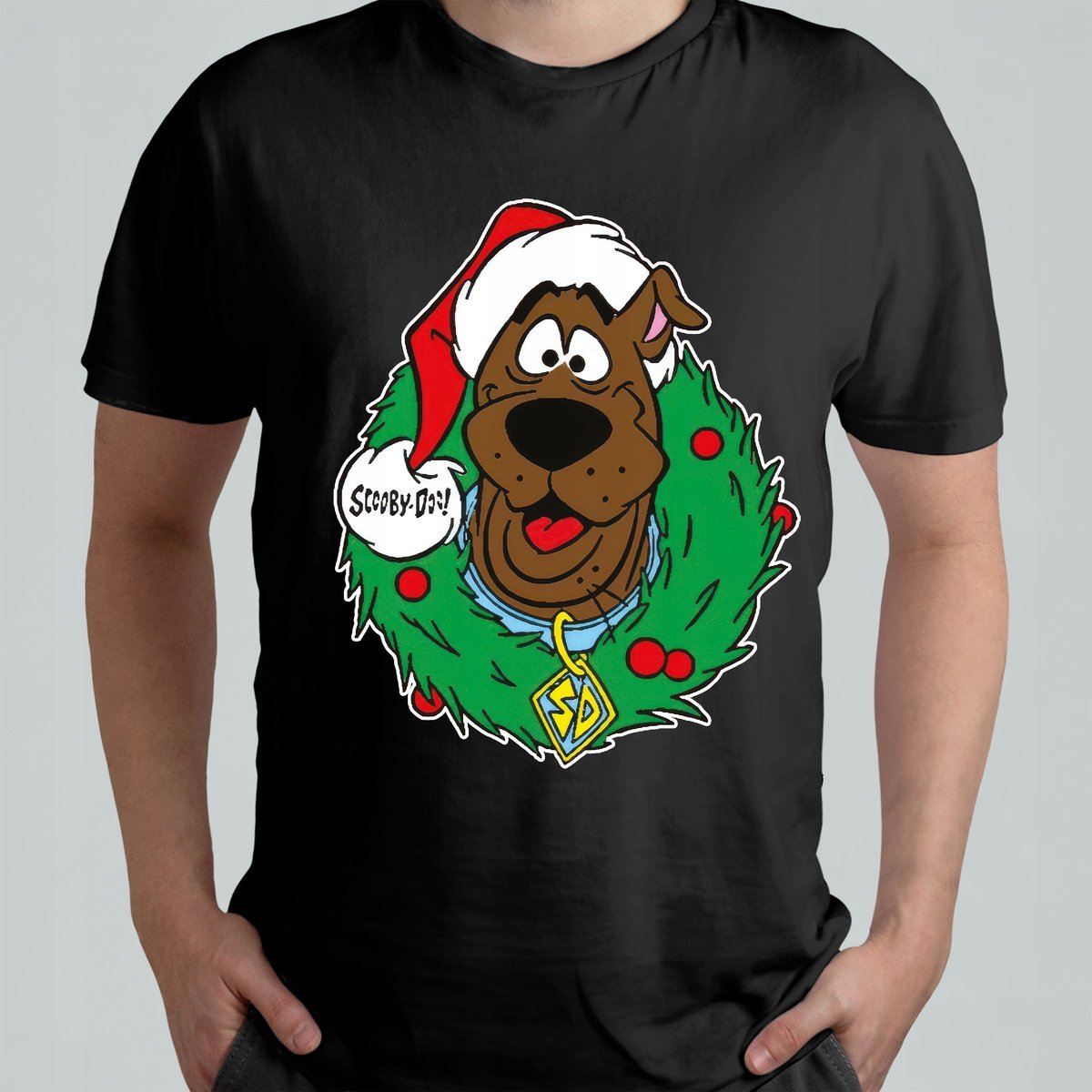 ŚWIĄTECZNA KOSZULKA MĘSKA ŚMIESZNA T-SHIRT SCOOBY DOO CHRISTMAS r. L 5