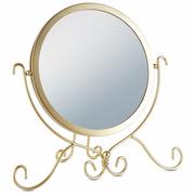 Lusterka do makijażu - Lusterko lustro kosmetyczne do makijażu stojące metalowe złote 28x26 cm kod: O-569563 - miniaturka - grafika 1