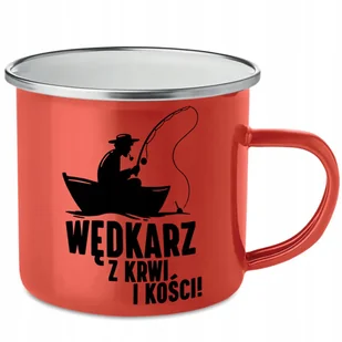 KUBEK STALOWY Emaliowany CZERWONY - Prezent Wędkarz z Krwi i Kości Wzory - Kubki - miniaturka - grafika 1