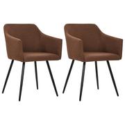 Krzesła - vidaXL Krzesła stołowe, 2 szt., brązowe, tapicerowane tkaniną - miniaturka - grafika 1
