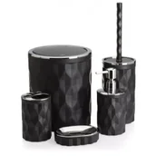 Akcesoria łazienkowe - HowHomely Zestaw łazienkowy Reina/chrom czarny - miniaturka - grafika 1