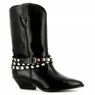 Botki damskie - Czarne kowbojki skórzane CARINII - Carinii - miniaturka - grafika 1