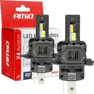 Żarówki samochodowe - AMiO Żarówki samochodowe led seria x4 aviator h4/h19 6500k canbus amio-03763 - miniaturka - grafika 1