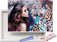 Malowanie po numerach - Malowanie po numerach Kobieta i Lampart 50x40cm / beliart - miniaturka - grafika 1