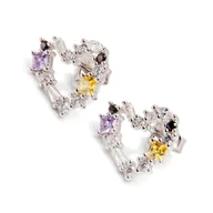 Biżuteria dla dzieci - Srebrne kolczyki serduszko kolorowe cyrkonie - miniaturka - grafika 1