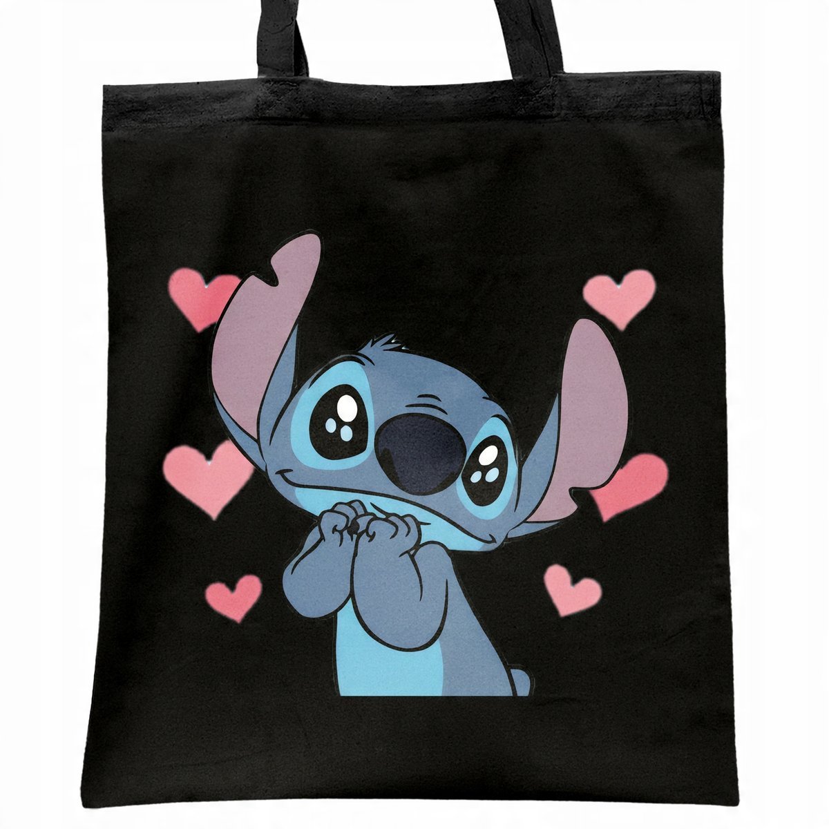 Torba bawełniana czarna na zakupy Stitch Lilo i Stich Dla Fanów