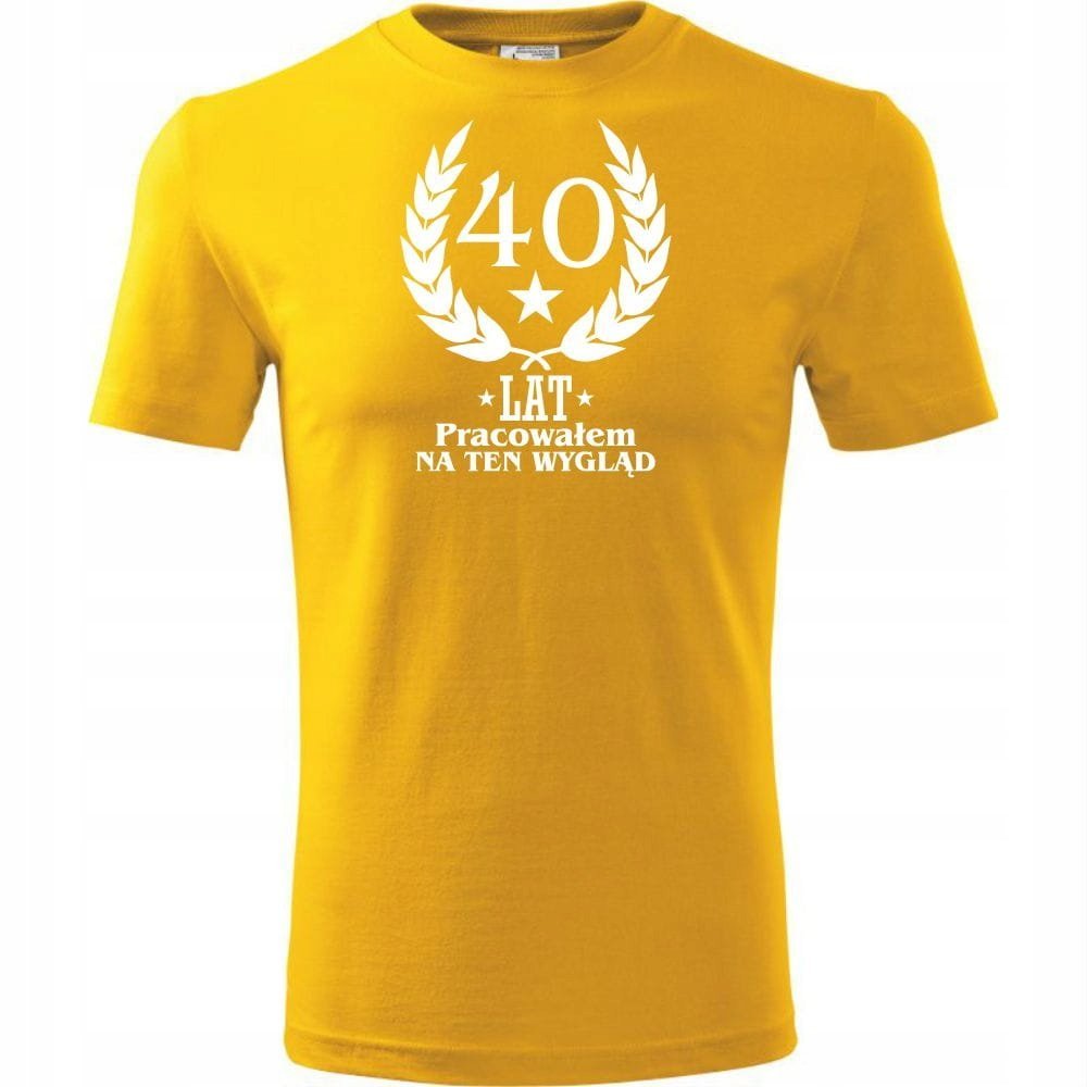 Męska Koszulka Nadruk 40 lat pracowałem na ten wygląd na Prezent Urodziny żółty S