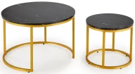 Ławy i stoliki kawowe - Kompet czarnych okrągłych stolików kawowych na złotej podstawie P0-B29 - miniaturka - grafika 1