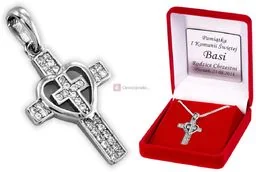 Srebrna zawieszka SERCE łańcuszek PANCERKA pr. 925 DEDYKACJA - Pamiątka prezent GRAWER - Biżuteria religijna - miniaturka - grafika 1