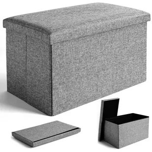 Pufa składana materiałowa DIEGO szary rozmiar XL - Pufy i podnóżki - miniaturka - grafika 1