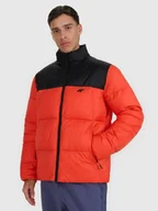 Kurtki i kamizelki sportowe męskie - Męska kurtka puchowa pikowana 4F 4FWAW25TDJAM601 - czerwona - miniaturka - grafika 1