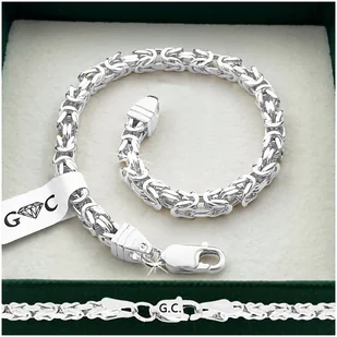 GRUBA SREBRNA BRANSOLETA MĘSKA SPLOT KRÓLEWSKI, BIZANTYNA, 21cm/5mm PR. 925 - Bransolety męskie GRUBA SREBRNA BRANSOLETA MĘSKA SPLOT KRÓLEWSKI, BIZANTYNA, 21cm/5mm PR. 925 - Bransolety męskie - miniaturka - grafika 1