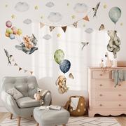 Naklejki na ścianę - Naklejki Dla Dzieci Chmurki ZWIERZĄTKA Balony Gwiazdy Króliczek Miś ZESTAW - miniaturka - grafika 1