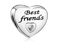 Charmsy - Valerio.pl Rodowany srebrny charms serce best friends cyrkonia srebro 925 PAS324 PAS324 - miniaturka - grafika 1