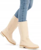 Kozaki damskie - PANAMA JACK KOZAKI DAMSKIE KREMOWE WSUWANE 37 JOA - miniaturka - grafika 1