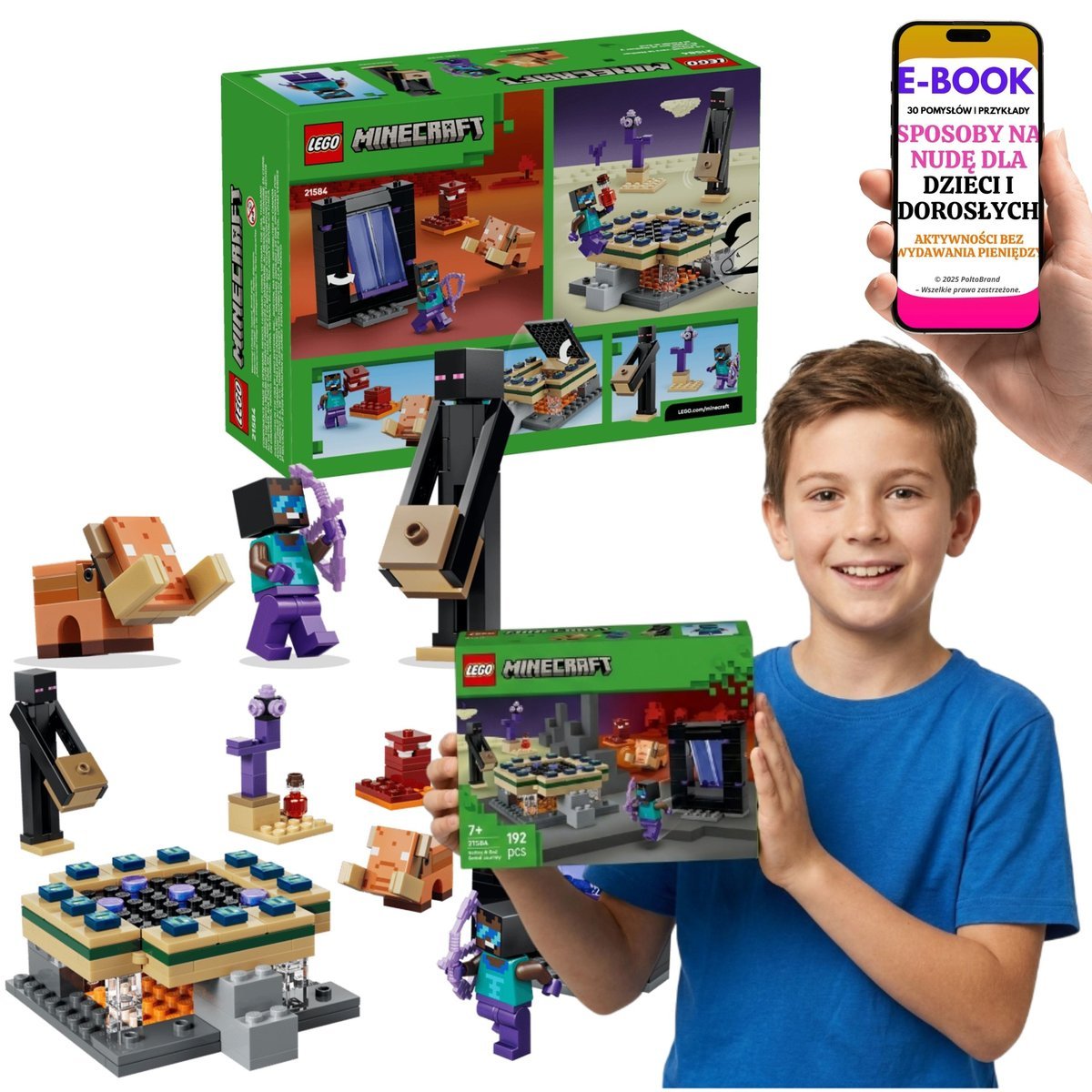 LEGO PREZENT DLA GRACZA Minecraft Portal Netheru I Kresu 21584 LEGO + E-BOOK-3