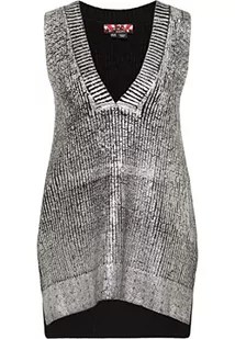 myMo ROCKS Damski sweter z dzianiny Nolie, srebrno-czarny, M/L, srebrny czarny, M-L - Swetry damskie - miniaturka - grafika 1