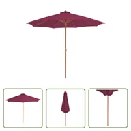 Parasole ogrodowe - The Living Store Parasol ogrodowy na drewnianym słupku - 300 cm - bordowy - Parasol - miniaturka - grafika 1