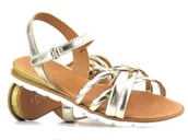 Sandały damskie - Sandały damskie płaskie - MARCO TOZZI 28129, złote - Marco Tozzi - miniaturka - grafika 1