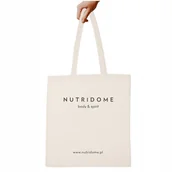 Akcesoria podróżnicze - Bawełniana TORBA NA ZAKUPY NUTRIDOME biała stylowa EKOLOGICZNA POJEMNA - miniaturka - grafika 1