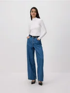 Koszulki i topy damskie - Reserved - Longsleeve z modalem - biały - miniaturka - grafika 1