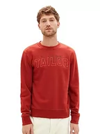 Bluzy męskie - Podstawowa męska bluza TOM TAILOR z okrągłym dekoltem i nadrukiem z logo, 14302-aksamitna czerwień, XXXL - miniaturka - grafika 1