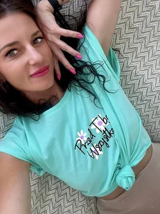 Miętowa koszulka przed Tobą wszystko - Koszule damskie Miętowa koszulka przed Tobą wszystko - Koszule damskie - miniaturka - grafika 1