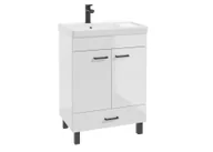 Szafki łazienkowe - Szafka łazienkowa z umywalką Defra Novelty 60 cm biały połysk 207-D-06002+1072 - miniaturka - grafika 1