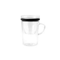 Szklanki - Vialli Design VialliDesign Szklanka z zaparzaczem Amo, czarna, 300 ml - miniaturka - grafika 1