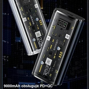 USAMS Powerbank 9000mAh PD 20W QC3.0+PD Dual-Port Fast Charge czarny/black 10KCD18901(US-CD189) - Powerbanki - miniaturka - grafika 3