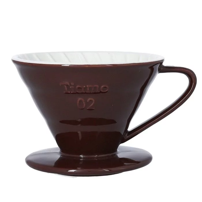 TIAMO Ceramiczny drip Tiamo z uchem V02 Brązowy HG5544BR