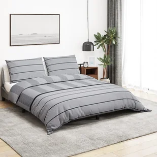 vidaXL Zestaw pościeli, szary, 225x220 cm, bawełna - Pościel - miniaturka - grafika 1