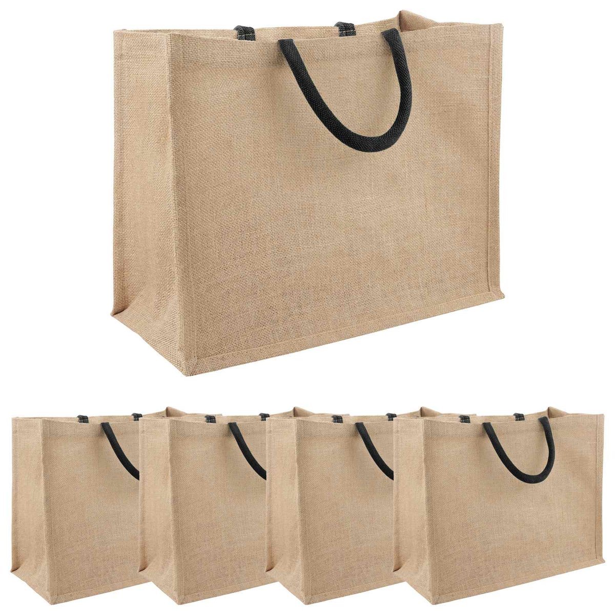 vidaXL Torebki jutowe 5 pcs Naturalny i czarny 42 x 33 x 19 cm