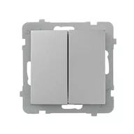 Wyłączniki światła i elektryczne - Ospel AS srebrny łącznik podwójny schodowy ŁP-10G/m/18 ŁP-10G/m/18 - miniaturka - grafika 1
