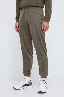 Spodnie męskie - Reebok spodnie dresowe kolor zielony gładkie - grafika 1