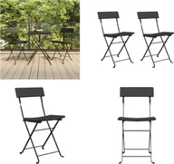 Fotele i krzesła ogrodowe - vidaXL Krzesła bistro 2 szt. Składane krzesła bistro z czarnego rattanu i stali - Składane krzesła bistro - Meble ogrodowe - Meble zewnętrzne - miniaturka - grafika 1