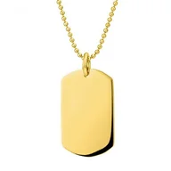 Naszyjniki - Złoty błyszczący nieśmiertelnik do personalizacji na kulkowym łańcuszku - Manoki - miniaturka - grafika 1