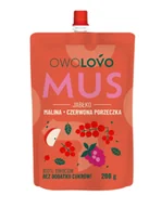 Syropy i koncentraty owocowe - Owolovo Mus owocowy Trio Jabłko - Malina - Czerwona porzeczka 200 g - żywność - miniaturka - grafika 1