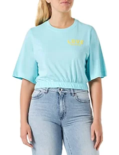 Love Moschino Women's Cropped top T-Shirt, Turquoise, 44, turkusowy, 44 - Koszulki i topy damskie - miniaturka - grafika 1