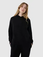 Bluzy damskie - 4F Bluza dresowa nierozpinana z kapturem damska - czarna M - miniaturka - grafika 1